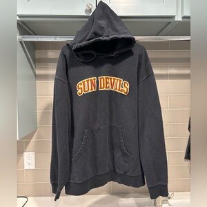 Y2K Arizona State Sun Devils Black Hoodie Sweatshirt Fall Rush Size XL Oversized
